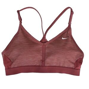 Nike Training Indy Light Support V-Neck Removable Pads Dark Pink Sports Bra M